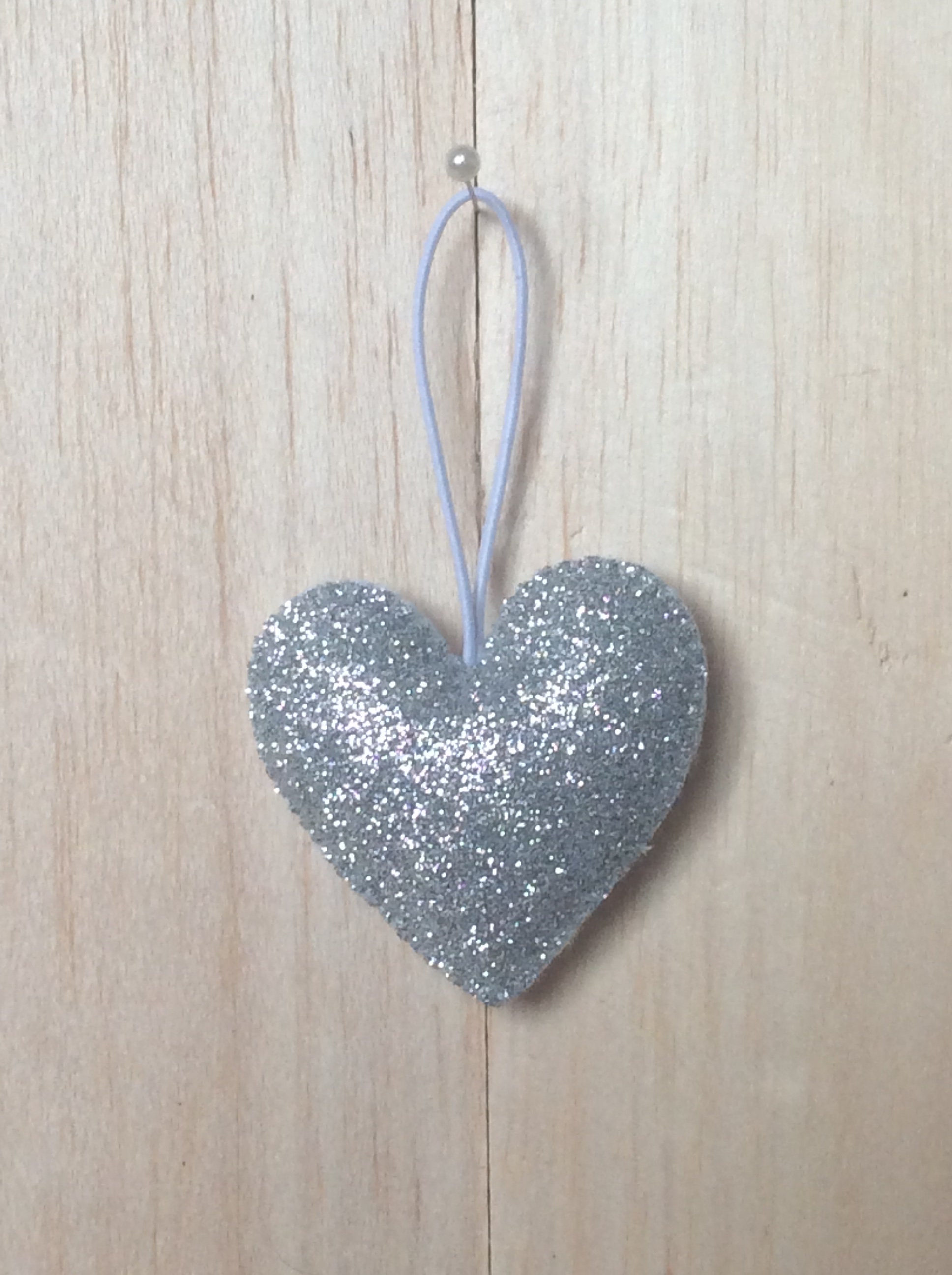 Silver Glitter Heart Decoration 5.5cm Height by 5.5cm Width Etsy
