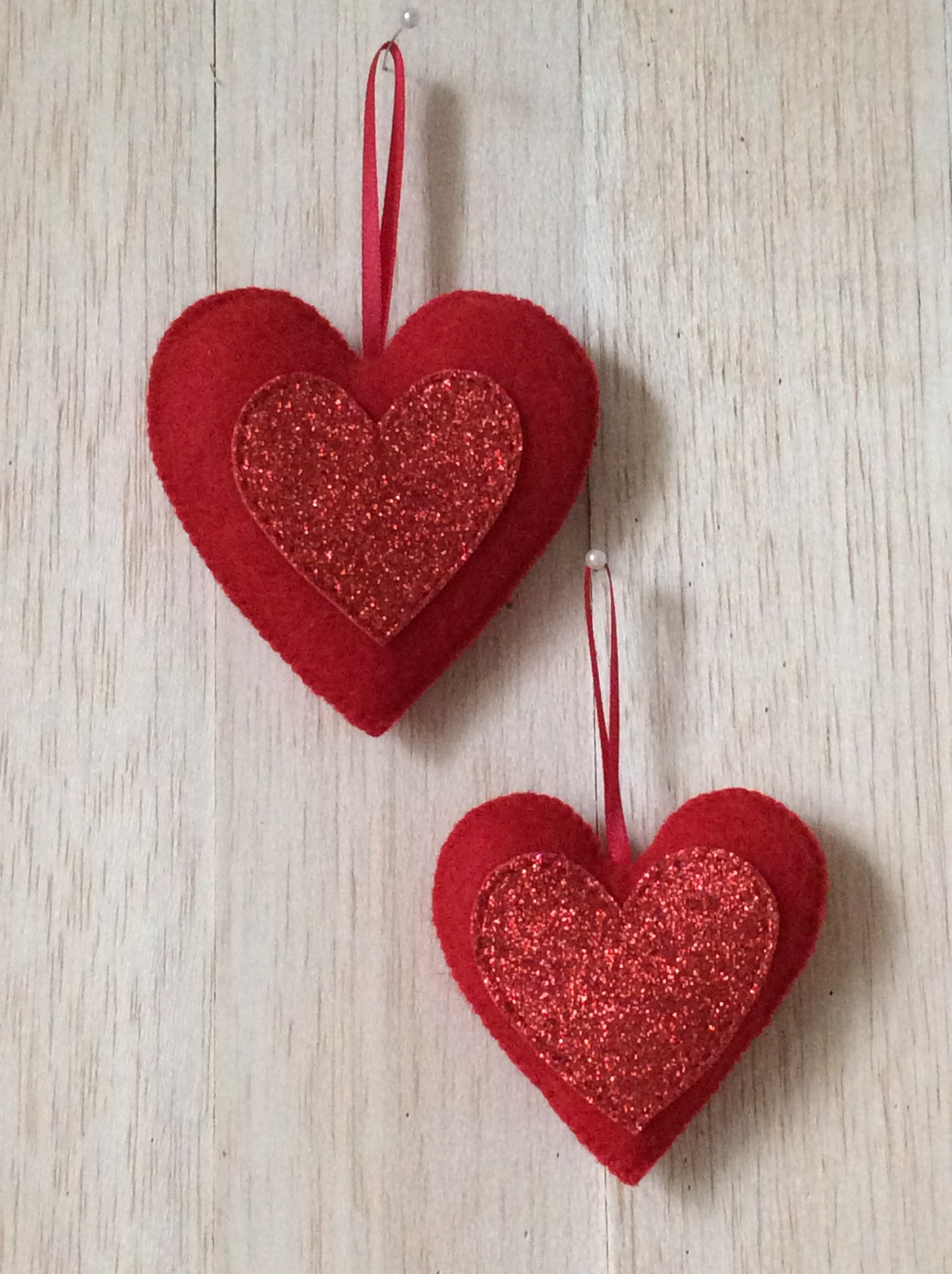 Set of 3 red valentines hearts say I love you valentines Etsy