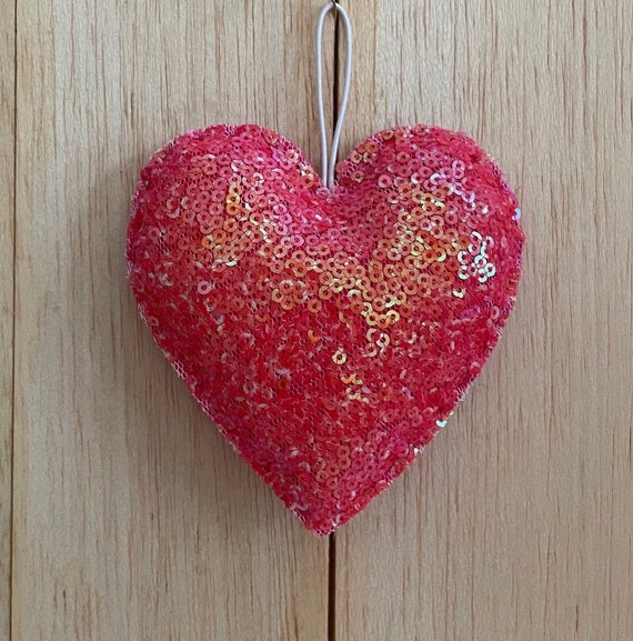 Multi Coloured Pink Sequin Fabric Heart 8.5cm X 9cm Heart Etsy