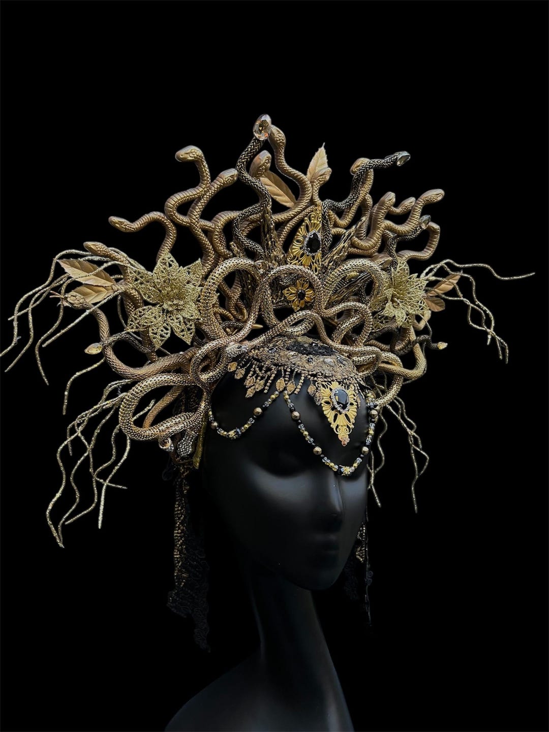 Medusa Snake Headdress Adult Gold main image 0