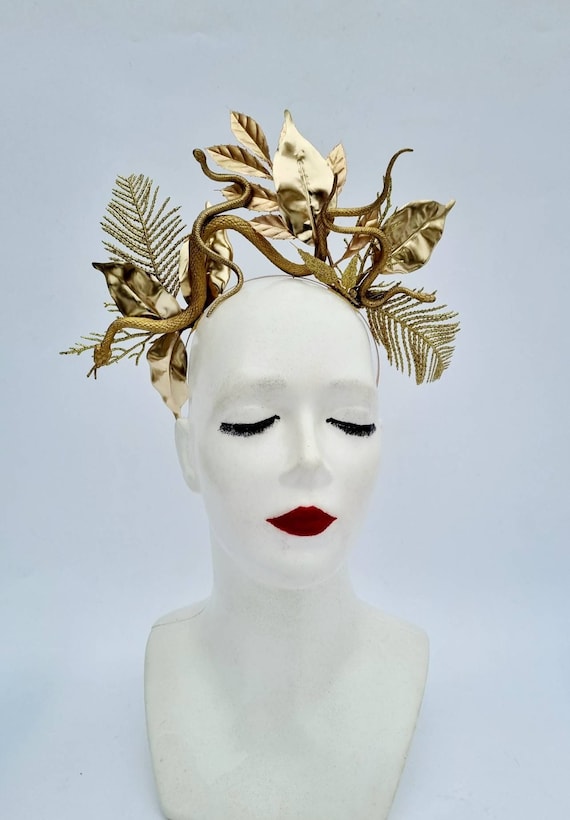 Gold Medusa Snake Twig Headdress,Fantasy headdress,Gorgon Headpiece,Medusa crown,Medusa Costume,headpiece,Medusa Cosplay
