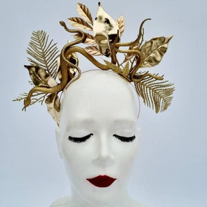 Gold Medusa Snake Twig Headdress,Fantasy headdress,Gorgon Headpiece,Medusa crown,Medusa Costume,headpiece,Medusa Cosplay image 3