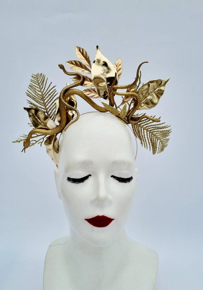 Gold Medusa Snake Twig Headdress,Fantasy headdress,Gorgon Headpiece,Medusa crown,Medusa Costume,headpiece,Medusa Cosplay image 3