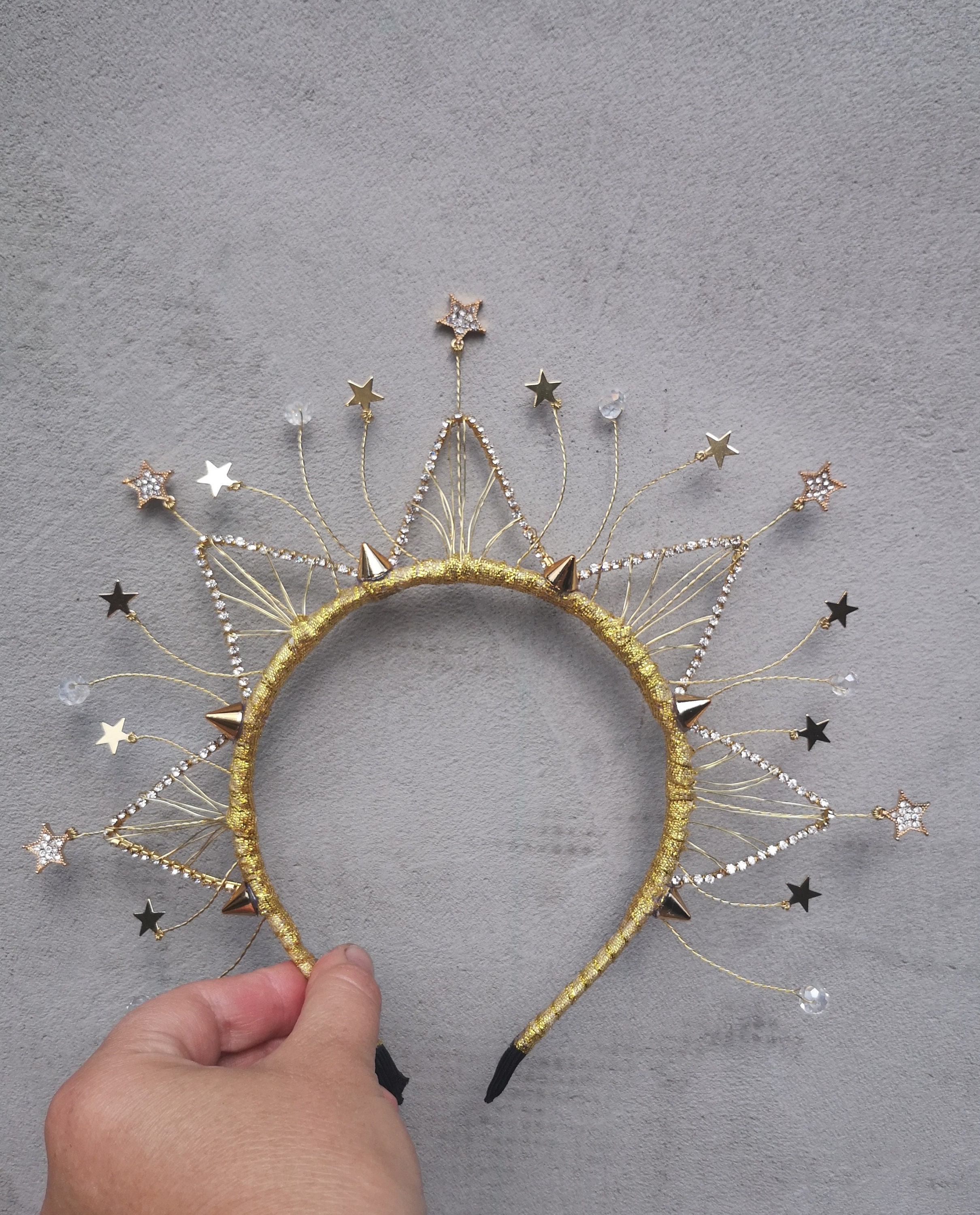 新入荷 Gold Small Star Crown,celestial Crown,crystal Diamante Star アクセサリー