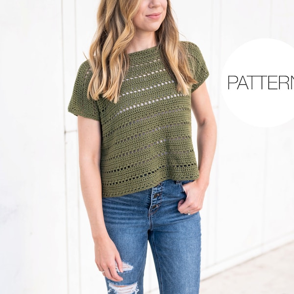 Crochet Pattern | Box Top | Crochet Short Sleeve Tee Pattern