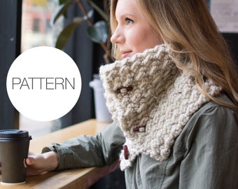 Crochet Pattern | Signature Cowl | Easy Textured Crochet Button Cowl Pattern