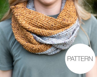 Crochet Pattern | Half n Half Infinity Scarf | Easy Color Block Infinity Scarf Pattern