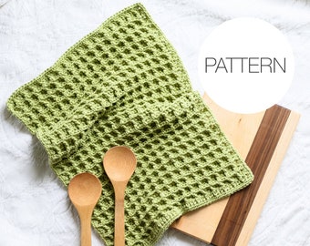 Crochet Pattern | Dishie Towel | Waffle Stitch Kitchen Dish Towel Pattern