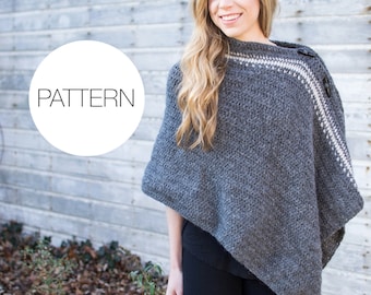 Crochet Pattern | Slate Wrap | Cozy Minimalist Poncho Wrap Pattern