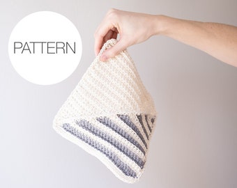 Crochet Pattern | Modern Stripe Dishcloth | Beginner Striped Kitchen Pattern with Crochet Ribbing