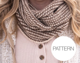 Crochet Pattern | Riverbanks Infinity Scarf | Beginner Crochet Striped Infinity Scarf Pattern