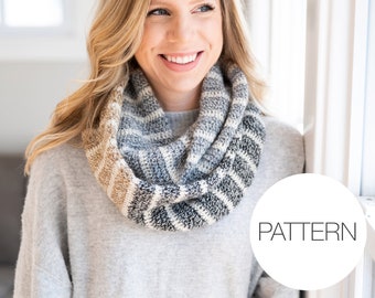 Crochet Pattern | Endless Infinity Scarf | Fingering Weight Striped Infinity Scarf Pattern