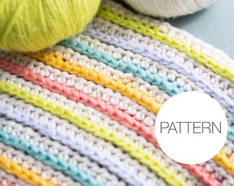 Crochet Pattern | Rainbow Sherbet Blanket | Striped Baby Afghan Pattern