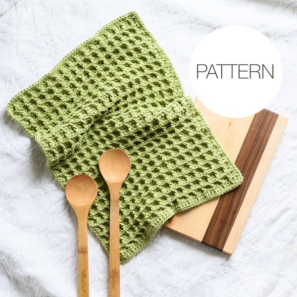 Crochet Pattern | Dishie Towel | Waffle Stitch Kitchen Dish Towel Pattern