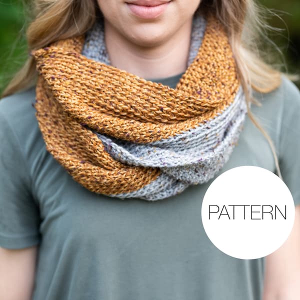 Crochet Pattern | Half n Half Infinity Scarf | Easy Color Block Infinity Scarf Pattern