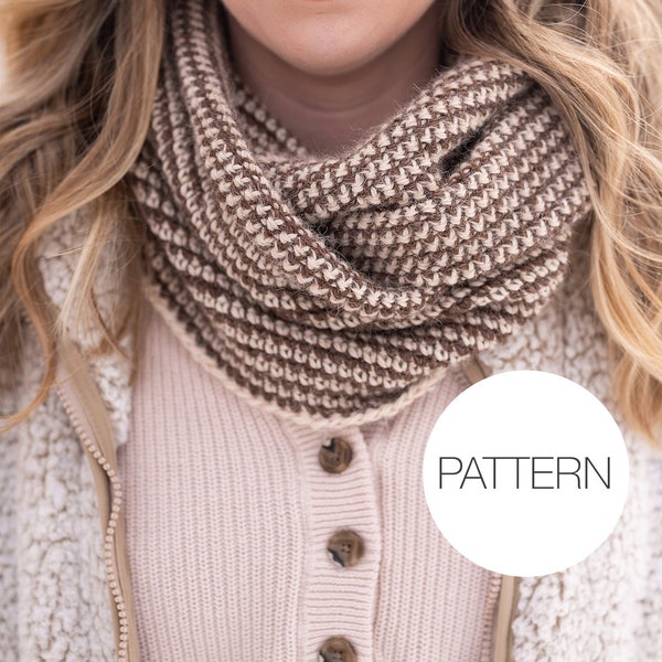 Crochet Pattern | Riverbanks Infinity Scarf | Beginner Crochet Striped Infinity Scarf Pattern