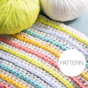 Crochet Pattern | Rainbow Sherbet Blanket | Striped Baby Afghan Pattern