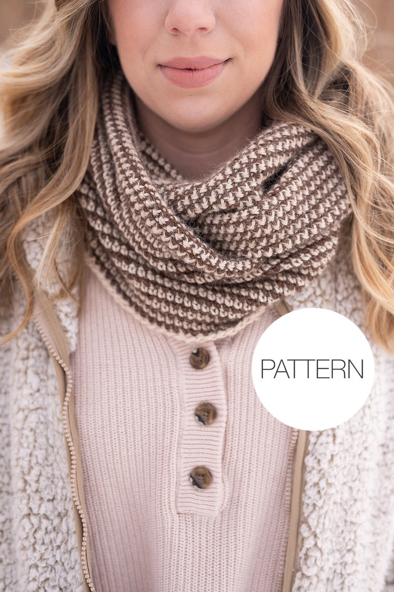 Crochet Pattern Riverbanks Infinity Scarf Beginner Crochet Striped Infinity Scarf Pattern image 1