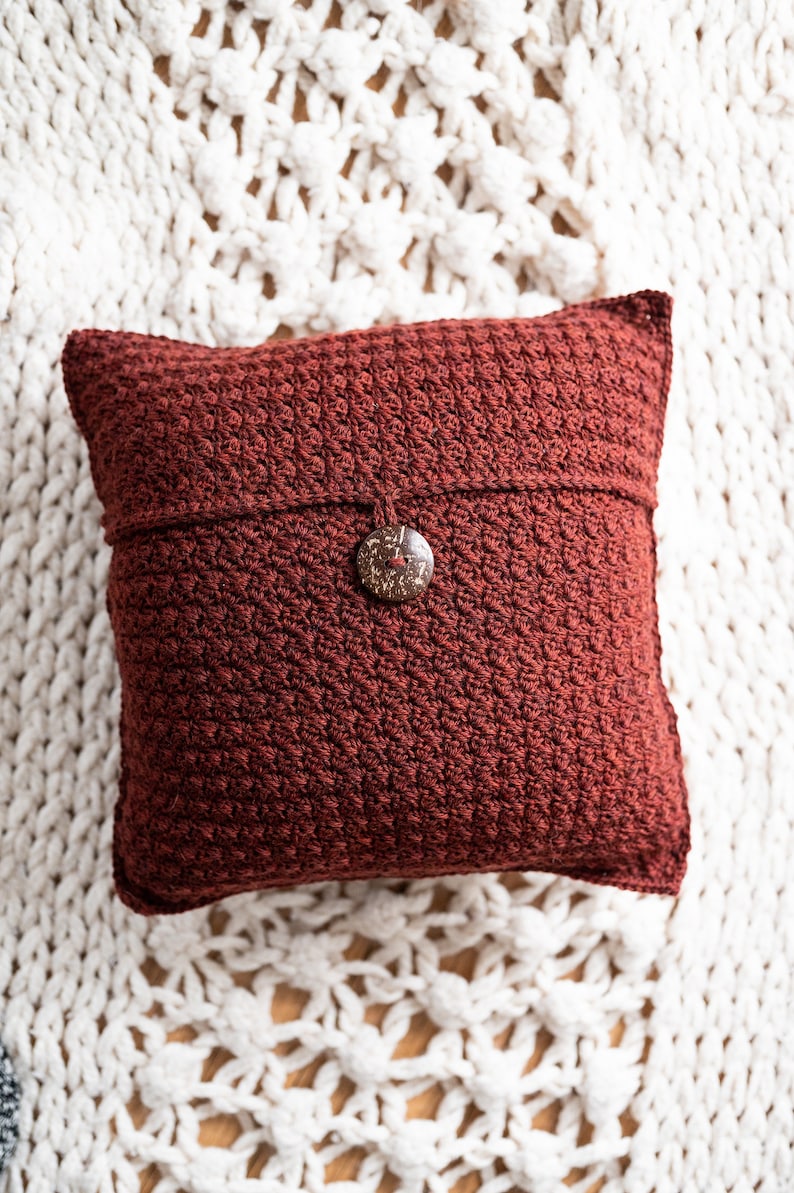 Crochet Pattern Spice Pillow Textured Crochet Pillow Cover Pattern with Button image 4