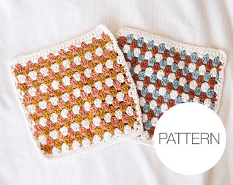 Crochet Pattern | Granny Stripe Dishcloth | Easy Beginner Granny Stitch Crochet Dishcloth Pattern