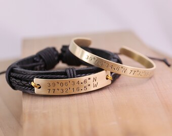 Personalized Green Leather Bracelet Hand Made in USA url Latitude Longitude GPS Coordinates Custom QR Code Coordinates text etc