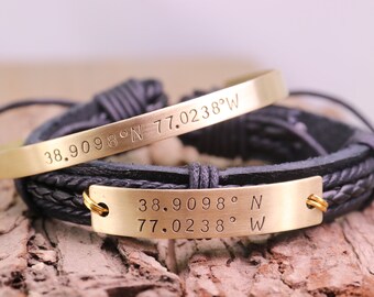 Personalized Green Leather Bracelet Hand Made in USA url Latitude Longitude GPS Coordinates Custom QR Code Coordinates text etc