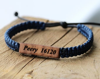 Mens Women Bracelet, Wood Bracelet, Gift for Mom, Gift for Dad, Initials, Word Birthday Gift, Custom Date/Name Bracelet, Anniversary Gift