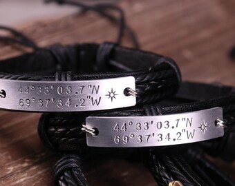 Customized Coordinates Bracelet, GPS Couples bracelet, Latitude Longitude Bracelet, Where it all began, Personalized coordinate bracelet