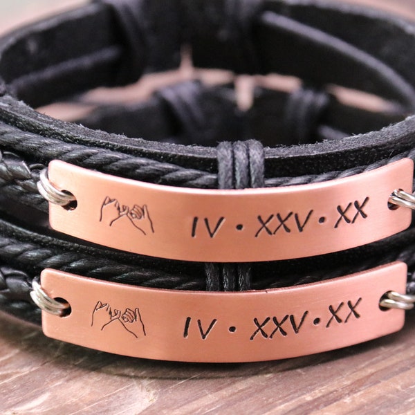 Pink promise bracelet, Personalized coordinates bracelet, roman numerals bracelet, bangle bracelet, couples bracelet, Morse code bracelet