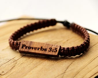 Personalisierte Holz Armband, Taufe Geschenk, Bibel Vers Geschenk, Geburtstagsgeschenk, Männer Frauen Armband, Geschenk für Papa, Initialen Namen Geschenk, Mama Geschenk