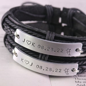 Couples bracelet, Personalized date bracelet, Customized initials bracelet, Coordinates Bracelet, name bracelet, boyfriend girlfriend gift