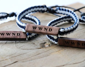 Wood Bracelets Men, Personalized Wood Bracelet, Woven Bracelets Women, Macrame Paracord Bracelet, Braided bracelets wood, Anniversary Gift