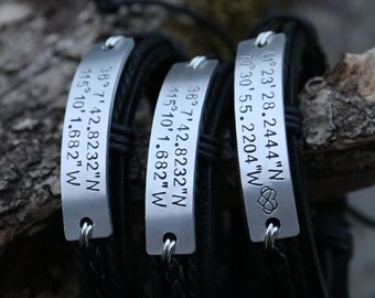 Couples bracelet, Coordinates Bracelet,  Personalized Coordinates Bracelet, customized coordinates bracelet, handmade coordinates bracelet