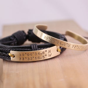 Couples Coordinates Bracelet, Latitude Longitude Bracelet, Personalized Quote & Compass- Where it all began, customized coordinate bracelet