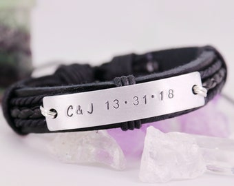 Matching Couple Bracelets, Name Anniversary Date Bracelets, His and Her Bracelets, Wedding Date Bracelet, Personalized Anniversary Gifts,