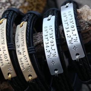 Personalized coordinates bracelet, roman numerals bracelet, bangle bracelet, traveling couples bracelet, Morse code matching bracelet set