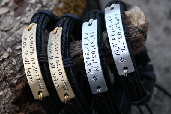 Personalized coordinates bracelet, roman numerals bracelet, bangle bracelet, traveling couples bracelet, Morse code matching bracelet set