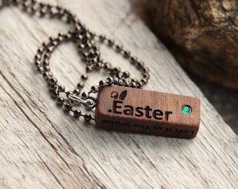 collier avec pierre de naissance, cadeau de Pâques personnalisé, collier coordonné en noyer, collier pour elle et lui, collier pour couple, collier d'anniversaire