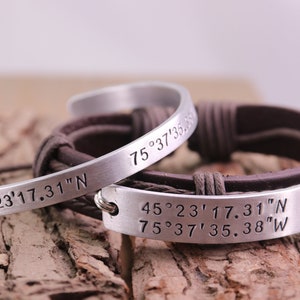 Couples Coordinates Bracelet, Latitude Longitude Bracelet, Personalized couples bracelets, customized coordinate bracelet, leather bracelet