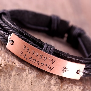 Coordinates Bracelet, Latitude Longitude Bracelet, GPS Coordinates, His and Her Bracelets, Boyfriend Gift, Special Location, Graduation Gift