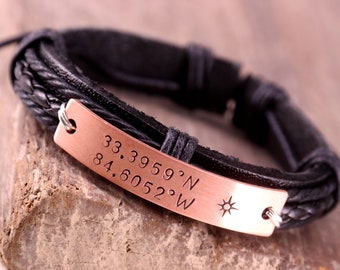 Coordinates Bracelet, Latitude Longitude Bracelet, GPS Coordinates, His and Her Bracelets, Boyfriend Gift, Special Location, Graduation Gift