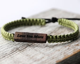 Men Women Bracelet, Custom Wooden Bracelet, Gift for Dad, Initials Name Gift, Gift for Mom, Date Bracelet, Word Bracelet, Birthday Gift