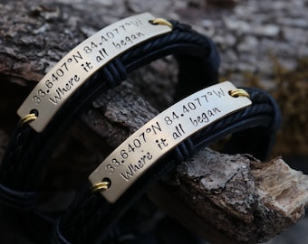 Where it all began bracelet, Customized Coordinates Bracelet, Couples bracelet, Latitude Longitude Bracelet, Matching coordinates bracelet