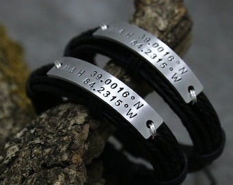 Personalized Bracelet, Leather Bracelet For Men, Personalized Leather gift, Friendship Bracelet, Custom Mens Bracelet, Leather Cuff Bracelet