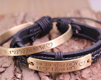 Personalized Coordinates Bracelet, Custom Couple Bracelets, Boyfriend Bracelets, Girlfriend Bracelets, Matching Bracelets, Best Friends Gift