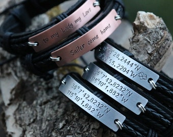 Pulseira de coordenadas, pulseira de latitude longitude, coordenadas GPS, pulseiras dele e dela, presente de namorado, local especial, presente de formatura