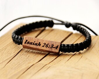 Personalisiertes Holz Armband, Bibel Vers Armband, Freund Armband, Taufe Geschenk, Geburtstagsgeschenk, Abschlussgeschenk, Geschenk für Mama, Geschenk für Papa