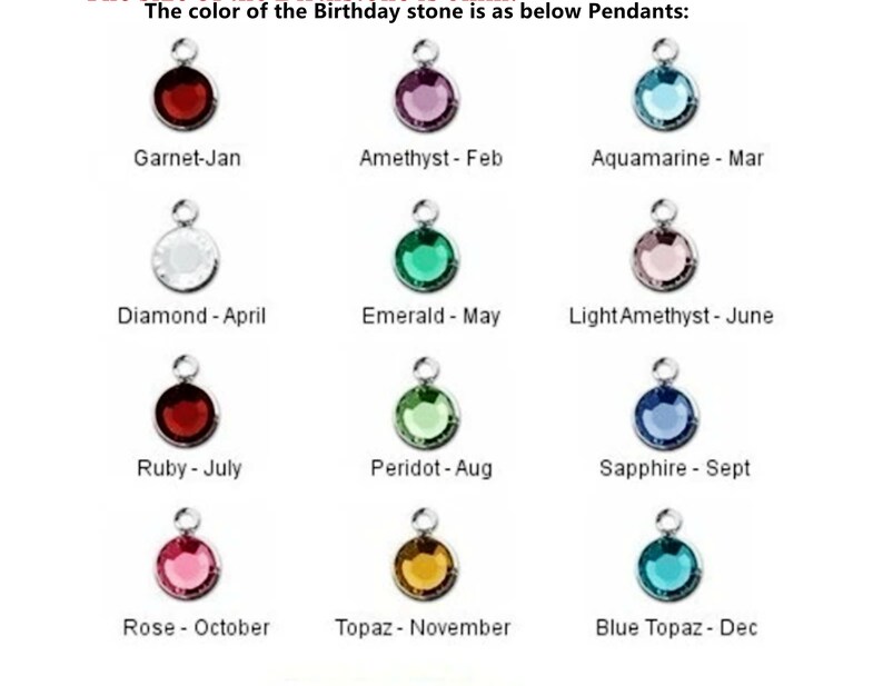 Peut inclure: Un tableau montrant les couleurs des pierres de naissance pour chaque mois de l'ann&eacute;e. Les pierres sont pr&eacute;sent&eacute;es sur des pendentifs en argent. Grenat - Janvier, Am&eacute;thyste - F&eacute;vrier, Aigue-marine - Mars, Diamant - Avril, &Eacute;meraude - Mai, Am&eacute;thyste claire - Juin, Rubis - Juillet, P&eacute;ridot - Ao&ucirc;t, Saphir - Septembre, Rose - Octobre, Topaze - Novembre, Topaze bleue - D&eacute;cembre.