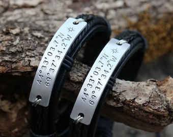 Couples bracelet, Where it all began bracelet, Customized Coordinates Bracelet, Latitude Longitude Bracelet, GPS coordinates bracelet