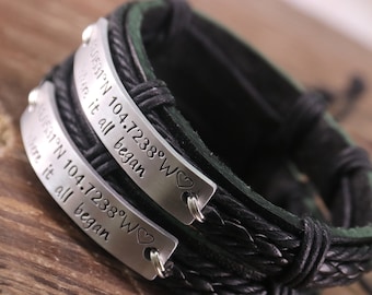 Pulseira de coordenadas personalizadas, pulseira de latitude longitude, pulseira de coordenadas GPS, pulseira dele e dela, pulseira de coordenadas de casais